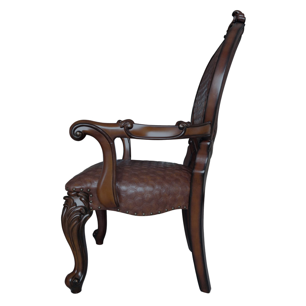 English Elm Brown Arm Chairs Set Of 2 – Elegant Cherry Finish With Nailhead Trim, Perfect For Dining Or Accent Use B062P209290