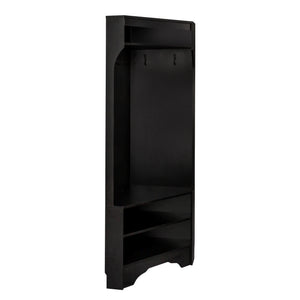 English Elm Minimalist White Corner Hall Tree with Bench Shoe Storage and Four Entryway Hooks N721P401788B