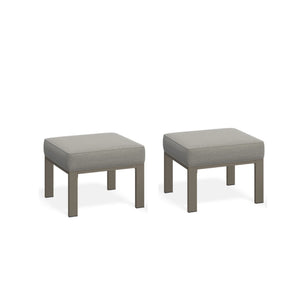 English Elm Set of 2 Outdoor Square Iron Ottomans with Thick Olefin Cushions for Patio Lounge Light Khaki+Beige B082P455118