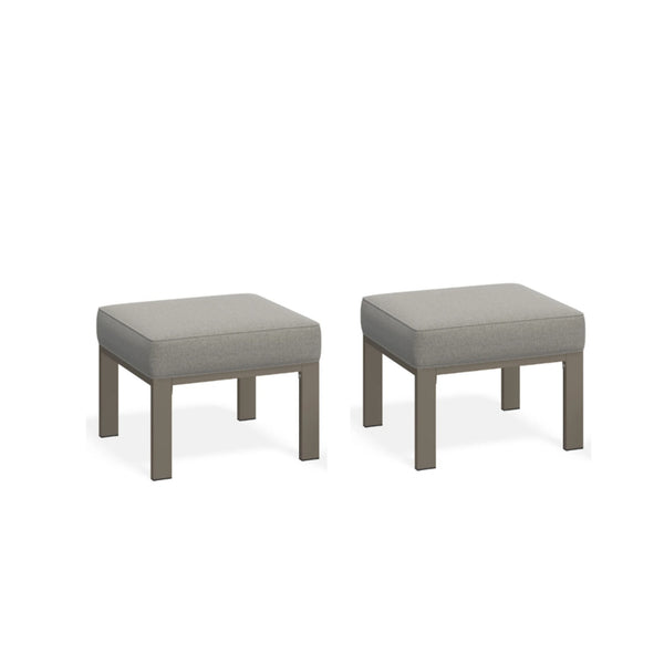 English Elm Set of 2 Outdoor Square Iron Ottomans with Thick Olefin Cushions for Patio Lounge Light Khaki+Beige B082P455118