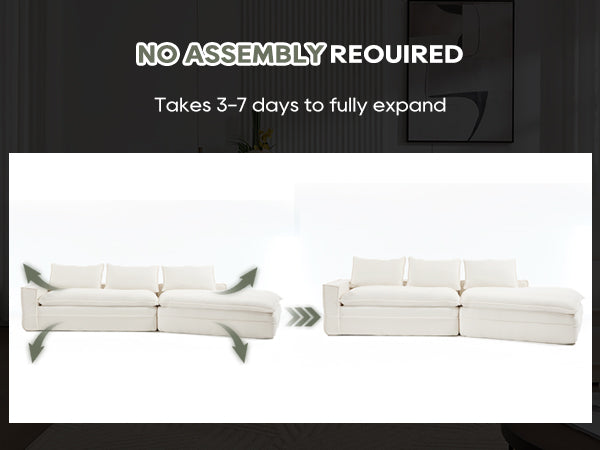 English Elm Modern Minimalist Modular Sectional Sofa - Plush Cloud Couch With Right-Facing Chaise For Cozy Living Spaces W2959S00014