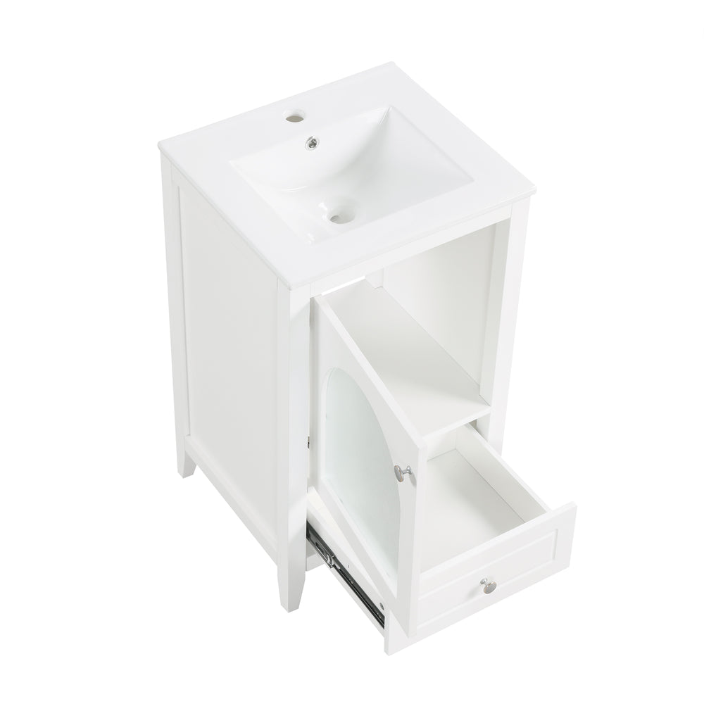 English Elm 20" Modern Bathroom Vanity With Sink, Soft-Close Glass Door, Drawer, Stylish Compact Design N725P185457K