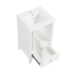 English Elm 20" Modern Bathroom Vanity With Sink, Soft-Close Glass Door, Drawer, Stylish Compact Design N725P185457K