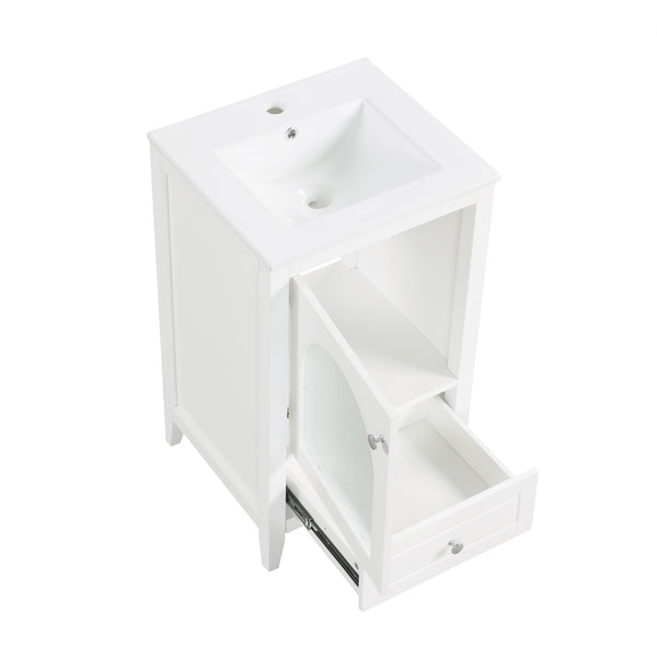 English Elm 20" Modern Bathroom Vanity With Sink, Soft-Close Glass Door, Drawer, Stylish Compact Design N725P185457K