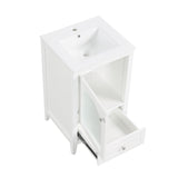 English Elm 20" Bathroom Vanity With Sink, Bathroom Cabinet With Soft Closing Glass Door, A Drawer, White