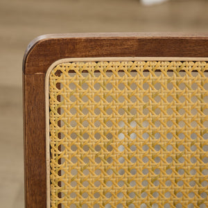 English Elm Mid Velvet Cantilever Dining Chairs Set of 2 — Mid Century Linen Upholstered Rattan Back, Chrome Base, DurableComfort Coffee W1143P342097