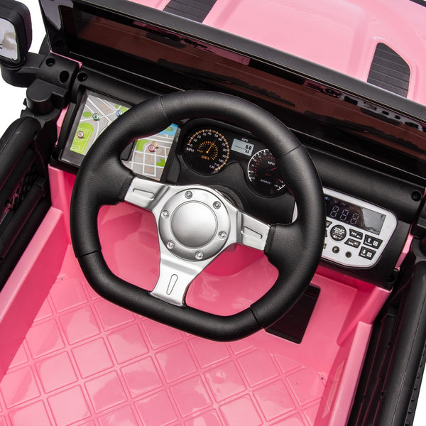 English Elm 24v Kids Electric Ride on Car with Parental Remote Dual Motors and Four Wheel Suspension Pink W1578P208320