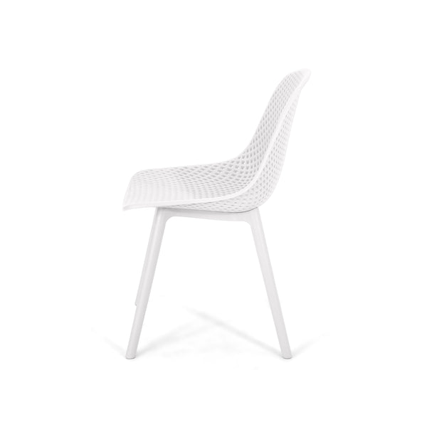 English Elm Christopher Knight Home® - POSEY Chair - Weather-Resistant Polypropylene Outdoor Dining Chair with Perforated Diamond Mesh Design for Durable Style White 27.5 L x 21.5 W x 20.2 H 69067.00WHI