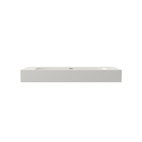 English Elm 48 Inch Matte White Solid Surface Bathroom Basin Rectangular Vanity Sink Modern T3785P491212