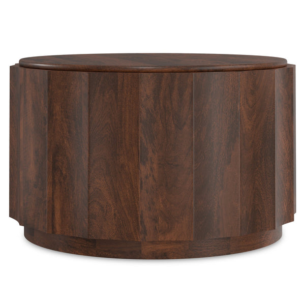 English Elm Trenton Round Mango Wood Coffee Table Handcrafted Drum Silhouette for Living Rooms B136P429101