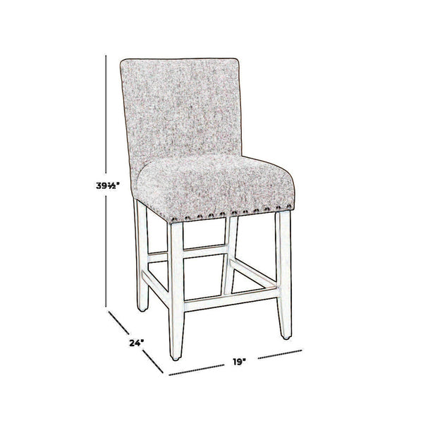 English Elm Fabric Upholstered Counter Stool with Nailhead Trim Solid Wood Frame Kitchen Seating B056P412648