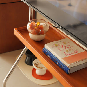 English Elm Walk 360° Movable TV Stand Antique Finish with Metal & Wood Shelves, Fits 43–70" TVs, 200lb Load Black Brown W3318P305324