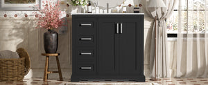 English Elm 36" Modern Bathroom Vanity with Ceramic Sink, Soft-Close Doors, 3 Drawers & Ample Storage for Small Baths Black N729P280194B