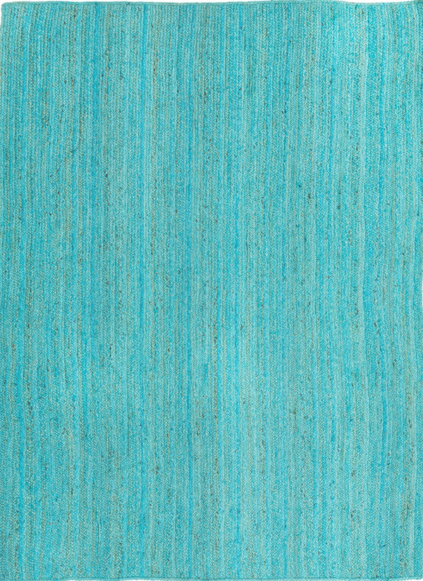 Unique Loom Braided Jute Dhaka Hand Braided Solid Rug Turquoise,  7' 1" x 10' 0"