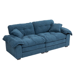 English Elm 84" Chenille Sofa Loveseat with Memory Foam & Pocket Springs, Plush Dual-Layer Comfort, Sturdy Frame Blue W676S00010