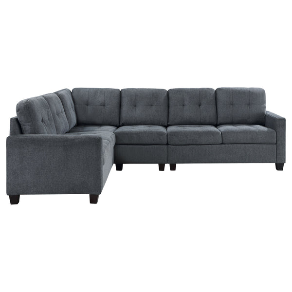 English Elm Ashland 4-Piece Upholstered Sectional Sofa Set with Plush Fabric, Block Wood Legs, Entertainer’s Dream Steel Gray B062S01049