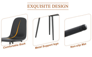 English Elm Modern Minimalist Black Dining Chairs Set of 6 — Waterproof PU Upholstered Spoon Seats, Sturdy Metal Legs, Non-Slip W1151P353621