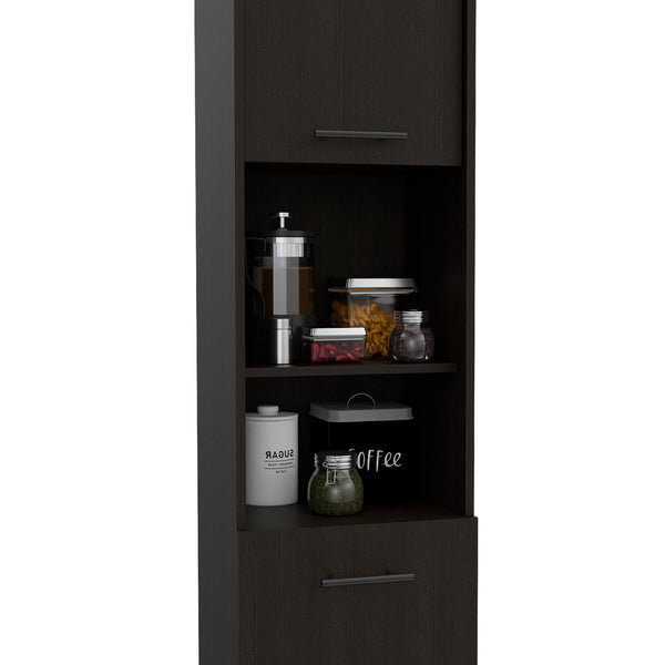 English Elm Sheffield Space-Saving 2-Door Pantry Cabinet — 15.7" Wide, Tall Top Shelf, 2 Middle & Bottom Shelves B128P148807