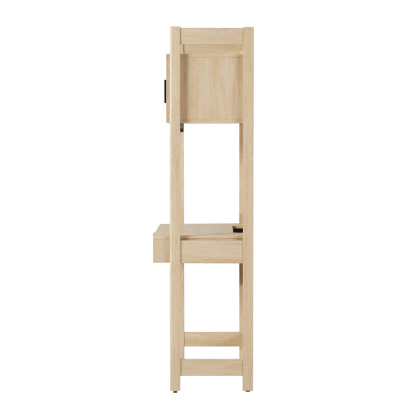 Holmes Modern Writing Desk with Outlet & USB Port, Reeded Drawer, and Hutch Storage Coastal Oak WEHOL42OS3CO0 Walker Edison