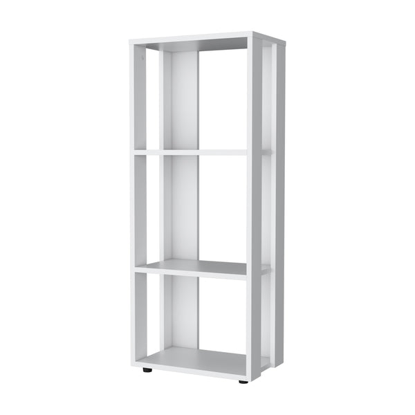 English Elm FM Modoc Melamine Bookcase White with 3 Open Shelves, Slim Tall Storage for Books Decor Office Home B128P269889