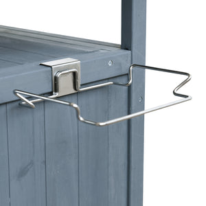 English Elm K&K 40.5" Outdoor Grill Cart with 201 Stainless Top, Solid Fir Storage, Drop Leaf & Lockable Wheels Blue+Grey N707P228272G