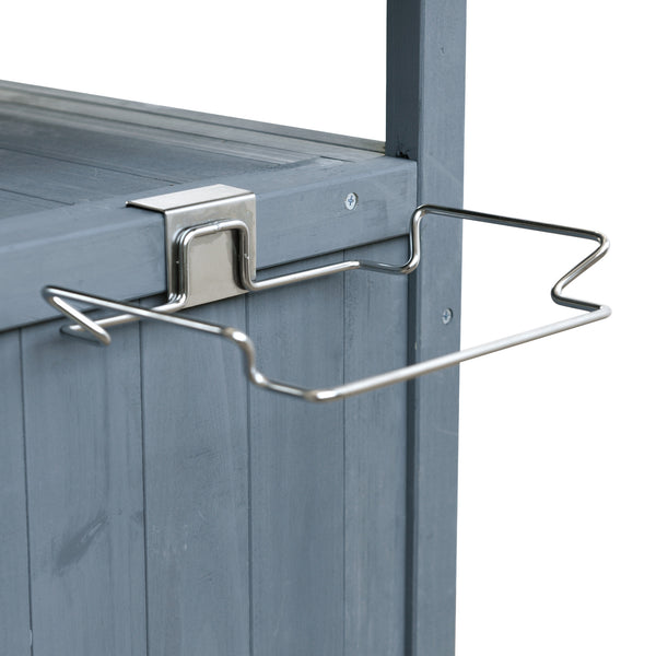 English Elm K&K 40.5" Outdoor Grill Cart with 201 Stainless Top, Solid Fir Storage, Drop Leaf & Lockable Wheels Blue+Grey N707P228272G