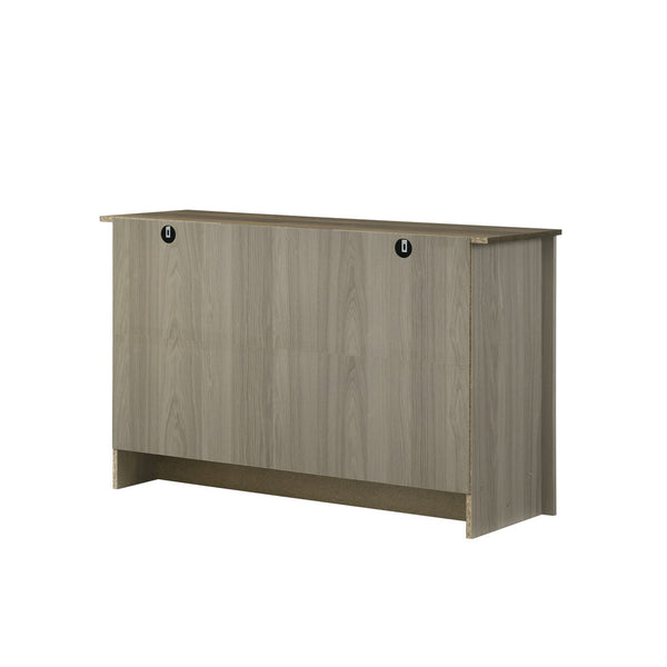 English Elm Gray Oak Finish Cabinet with Shelves, Doors, Cable Management Cutout and Contrasting Top for Stylish Storage B016S00056