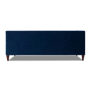 English Elm Jennifer Taylor Home - Jack 84" Modern Tuxedo Tufted Sofa in Plush Velvet with Shelter Arms, Reversible Cushions, Pillows Navy Blue B2719P238403