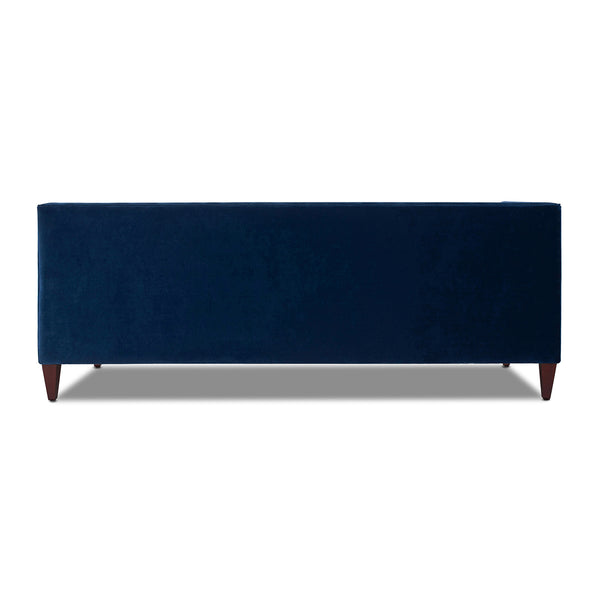 English Elm Jennifer Taylor Home - Jack 84" Modern Tuxedo Tufted Sofa in Plush Velvet with Shelter Arms, Reversible Cushions, Pillows Navy Blue B2719P238403