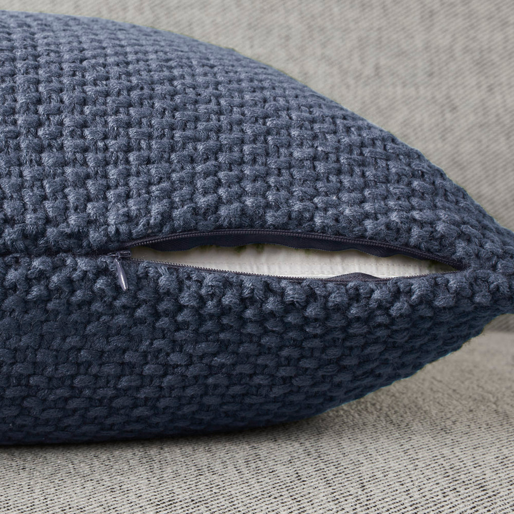 JLA Home INK+IVY - Square Plush Knit Pillow Cover — Cozy Cottage Texture, Hidden Zipper, Machine Washable Accent Decor Indigo II30-1146
