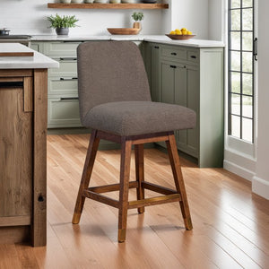 English Elm Amelia Boucle Upholstered Swivel Counterstool with Rubberwood Base for Kitchen Islands B2736P464894