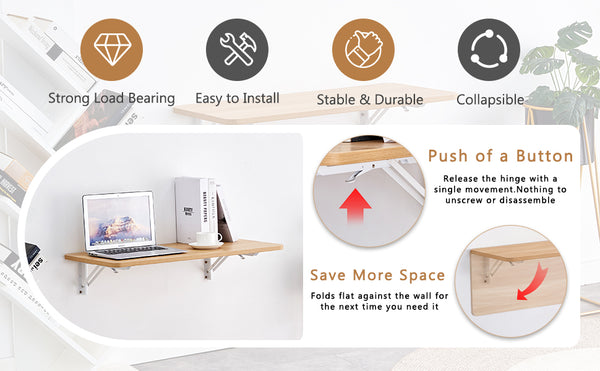 English Elm Laundry Wall Mounted Folding Table – Space-Saving Design, Perfect For Home Office, Kitchen & More! W3226P278937