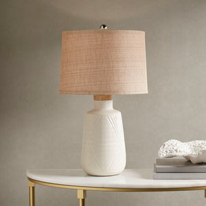 INK+IVY Tate Modern/Contemporary Boho Textured Ceramic Table Lamp MP153-0001 Ivory