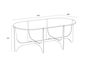 Sunpan Juliane Coffee Table - Contemporary Sculpted Base with 10mm Tempered Glass & Antique Brass Finish