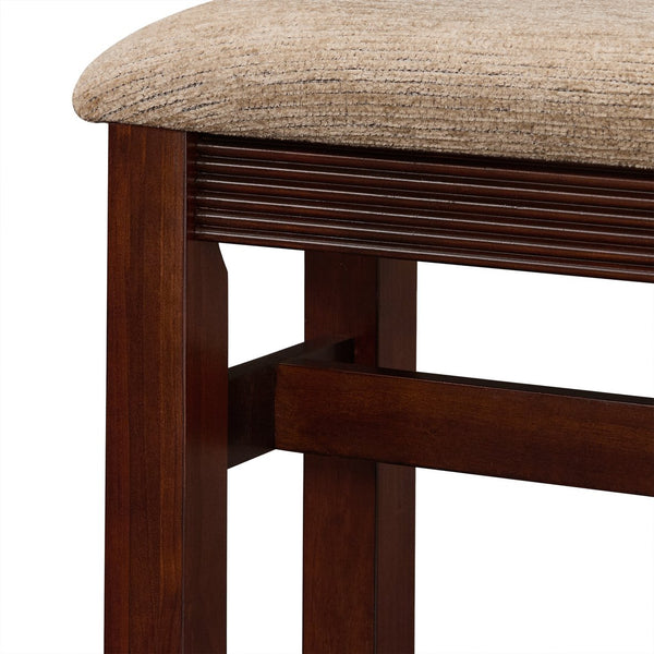 English Elm Fluted Counter Height Dining Set Narrow Bar Console with Upholstered Stool Retro Wood Cherry W1202P330886