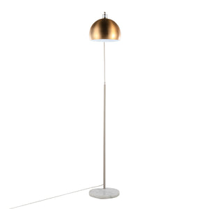 English Elm March Arc Floor Lamp with Marble Base Antique Brass Globe Shade for Modern Living B202S01373