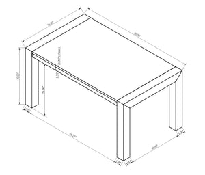 English Elm 1pc Jules Faux Marble Dining Table 66"x38" Modern Light Gray Vein Top on Black Wood Base, Sleek Solid Design B011P375941