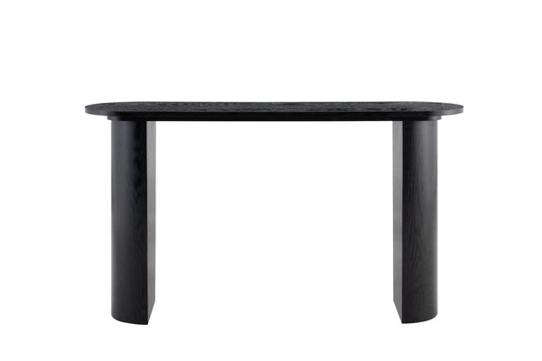 English Elm Black Matte Wood Grain Slim Console Table for Entryway or Sofa Side Use W3875P387480
