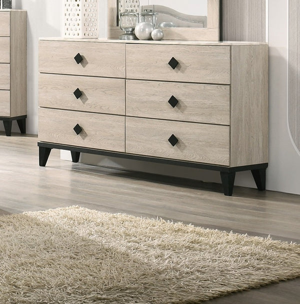 English Elm Modern Chest of Drawers with Faux Marble Top and Black Square Hardware - 4-Drawer Storage Accent Piece Cream 19 L x 34 W x 65 H B011P395428
