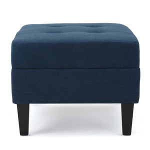 English Elm Christopher Knight Home® - OTTOMAN Navy Blue Fabric Accent Ottoman — Compact 28.25"W x23"D Modern Upholstered Footrest & Extra Seat 57649.00DBL