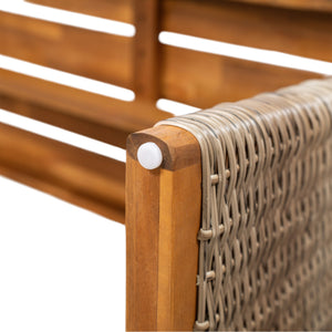 English Elm Christopher Knight Home® - Outdoor Acacia Wood Bench With Teak Finish & Handwoven Brown Wicker Legs For Stylish Seating N773P286716B