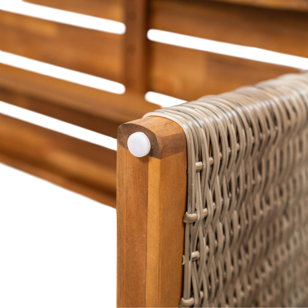 English Elm Christopher Knight Home® - Outdoor Acacia Wood Bench With Teak Finish & Handwoven Brown Wicker Legs For Stylish Seating N773P286716B