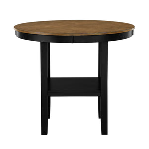 English Elm 5pc Round Counter Height Dining Set Acacia Wood Pedestal Table with Built-in Shelf B011P427921