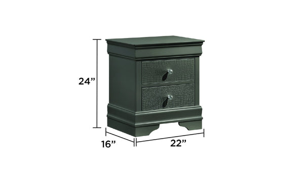 English Elm Blaze Modern 5-Piece Twin Bedroom Set With Led Headboard & Stylish Storage In Metallic Gray Finish P2 B009S02033-GIGA