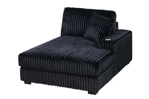 English Elm Contemporary 7 Piece Modular U Shaped Sectional Sofa in Plush Black Corduroy with Usb Port B011S02236