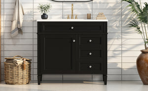 English Elm 36'' Modern Bathroom Vanity With Top Sink, Elegant Storage Cabinet & 2 Drawers For Small Spaces N710S136004B