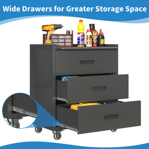 English Elm Heavy-duty Rolling Steel Tool Cabinet 3 Drawer Garage Organizer with Locking Casters T2398P242683