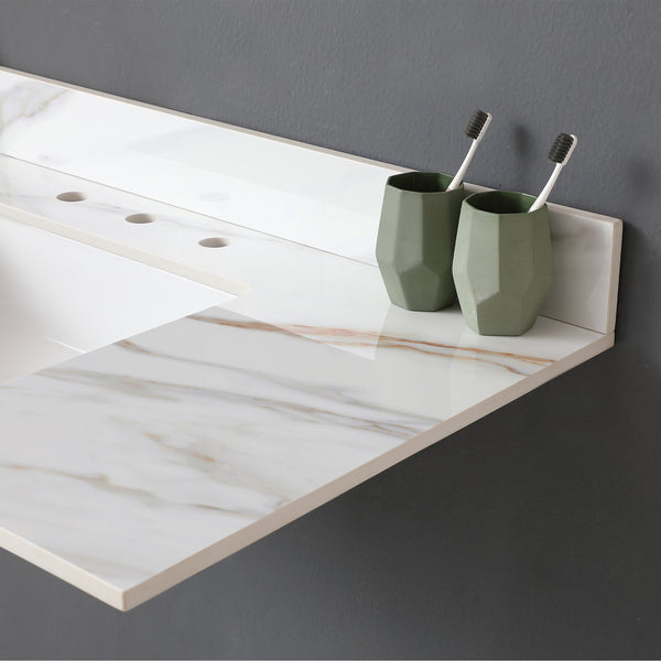 English Elm 43 Inch Marble Vanity Top - Elegant Carrara White Sink With 4" Backsplash & Durable Design For Bathrooms W2699P192444