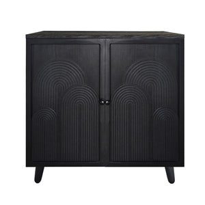 English Elm Modern Black Wood Storage Cabinet - 31In Accent Piece With Embossed Door For Stylish Organization W2729P239176