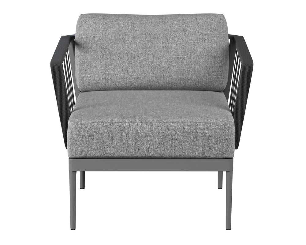 Sunpan Catania Armchair - Stylish Outdoor Seating with Eco-Friendly Materials and Weather-Resistant Design Dark Grey / Copacabana Grey